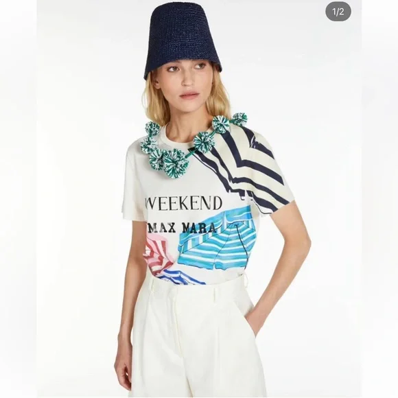 SOLD! Weekend Max Mara Label-cut Cotton T-shirt with Print Size: Various - Picture 6 of 14